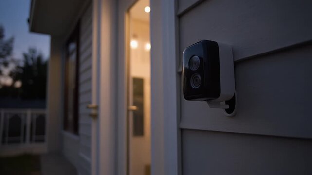 Doorbell camera light pulsing at dusk