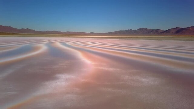 Heat shimmer bending a salt flat horizon