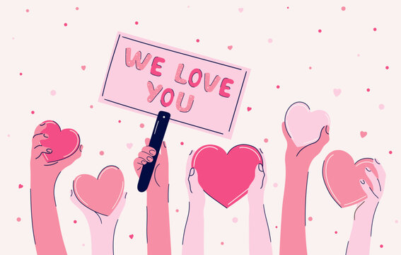We Love You Hands Vector Poster