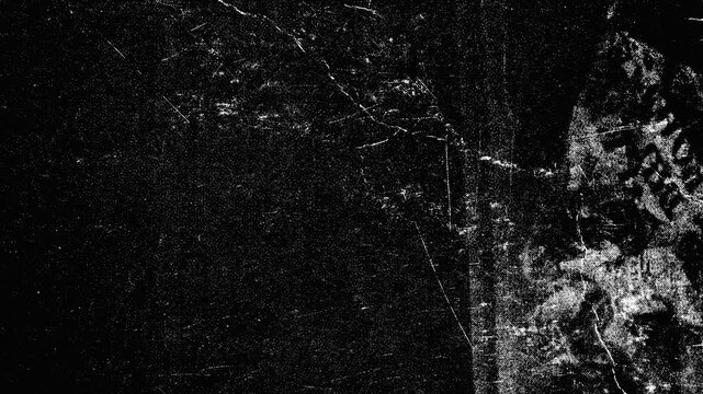 Grunge Overlay Animated Textures with distressed black surfaces, scratches, dust, film grain, and noise. Dark monochrome motion overlays for videos, music, typography, streetwear and creative design.