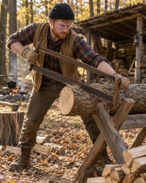 Lumberjack building rustic timber structure