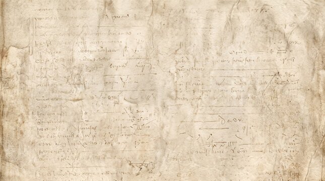 Vintage aged paper texture with handwritten ancient text and faded ink