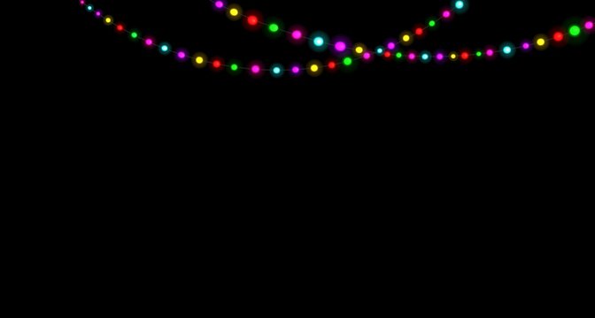 Festive garland with bright twinkling lights, soft luminous glow and sparkling details, ideal for Christmas and holiday decoration.	