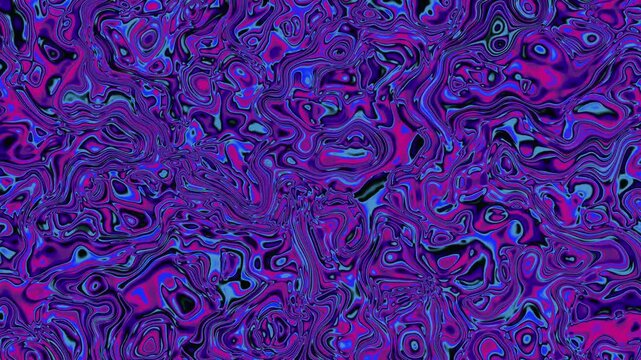 Dark cosmic marble seamless loop, deep purple and blue fluid swirls with magenta background
