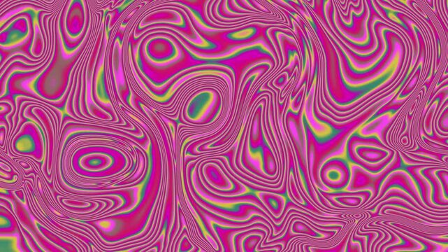Hot pink topographic swirl seamless loop, magenta contours with yellow green accents background