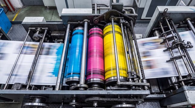 Industrial Offset Printing Press Machine in High Speed Operation