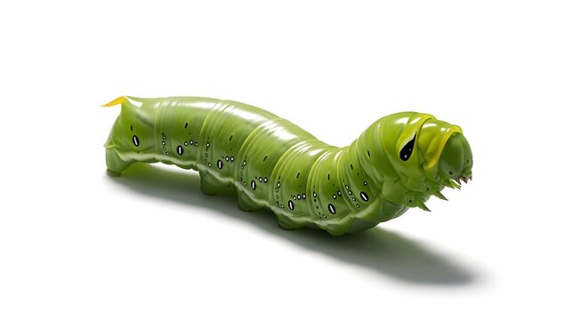 green caterpillar on a white background