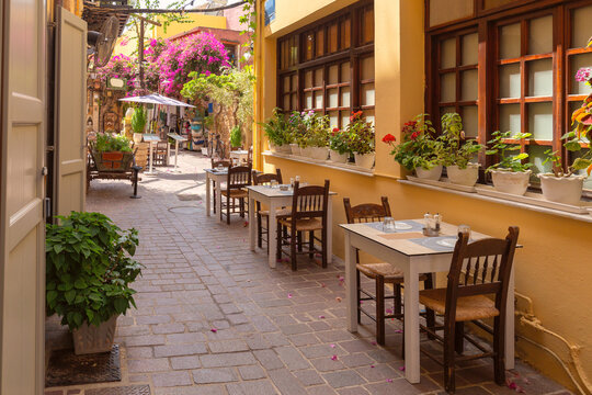Traditional Restaurant in Chania Old Town, Crete, Greece