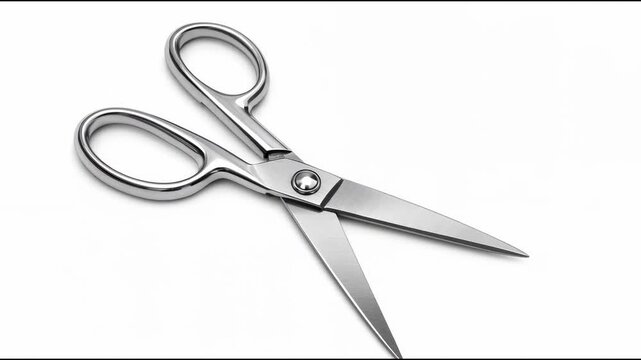 A close-up shot of a pair of scissors on a white surface