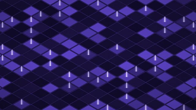 Abstract dark purple diamond pattern with glowing vertical lines in a grid formation
