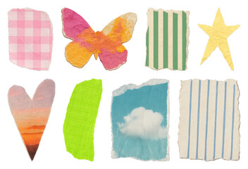 Fototapeta premium PNG Colorful torn paper shapes on transparent background