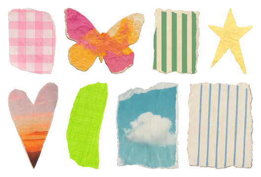 PNG Colorful torn paper shapes on transparent background