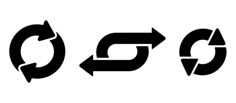 Reverse Arrow Icon Set. Replace, Swap and Direction Reversal Symbols. Thin Line Editable Stroke Vector Illustration.
