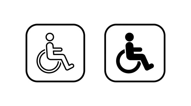 Accessibility handicap disabled wheelchair icon set, isolated on transparent background