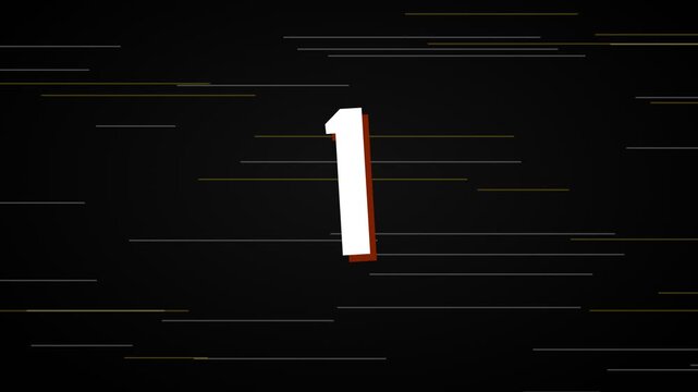 Countdown timer animation showing numbers 5 and 1 against a dark background with motion lines