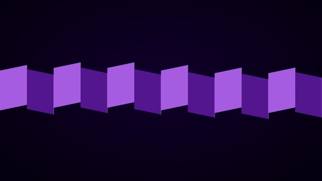 Abstract purple geometric shapes forming a zigzag pattern on a dark background, representing motion and transition