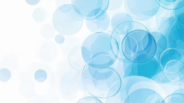 Abstract Blue Bubbles: Translucent blue circles float and overlap in a soft, dreamy composition, creating a sense of calm and spaciousness with a light, airy feel.