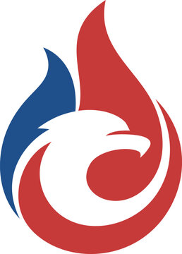 Abstract Eagle Head and Flame Symbol for Strength and Energy
