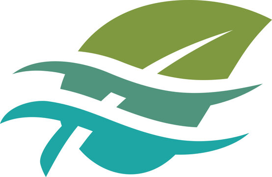 Leaf and Water Wave Symbol for Nature and Sustainability