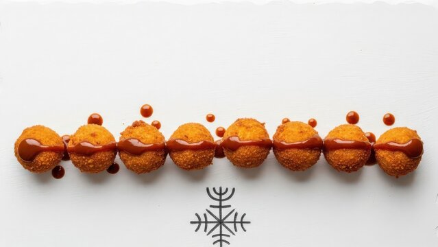 Gourmet Vegan Malagasy Sambos Fried Lentil Dumplings with Tamarind Reduction and Copy Space
