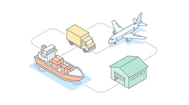 Global Logistics Supply Chain Illustration