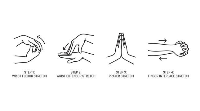 Hand Stretching Exercises Flexor Extensor Prayer and Interlace