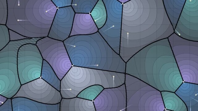 Cellular Coverage Prediction Map With Three-Sector Base Stations and Handover Trails, Seamless Loop in bright slate tones