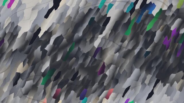 Crossed Polarized Light Mineral Grain Mosaic With Sweeping Extinction Bands Seamless Loop in soft grey tones