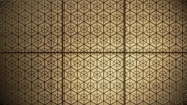 Japanese Kumiko Wood Lattice Backlit Shoji Screen Asanoha Pattern Seamless Loop in cool cypress tones