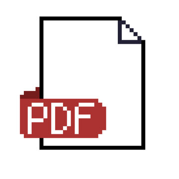 Pixel art pdf document icon for office productivity interface