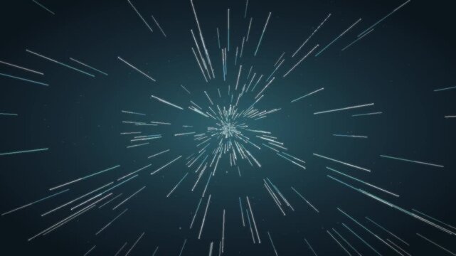 Warp speed hyperspace starfield flight seamless loop in calm teal tones