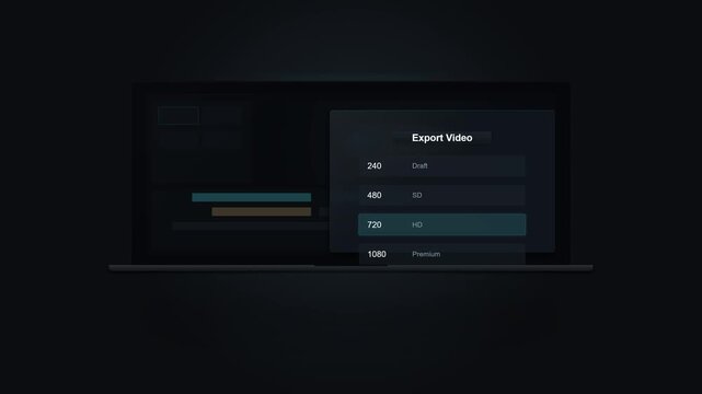 Premium Video Editor Export Settings Interface Blueprint with Rendering Progress and Codec Options