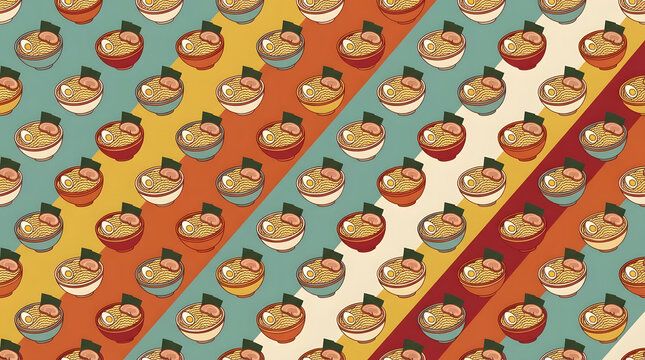 Ramen noodle bowl seamless diagonal stripe pattern.