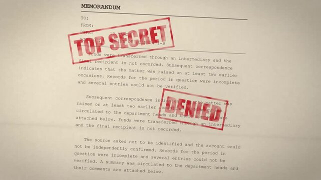 Seamless loop top secret stamps on confidential document