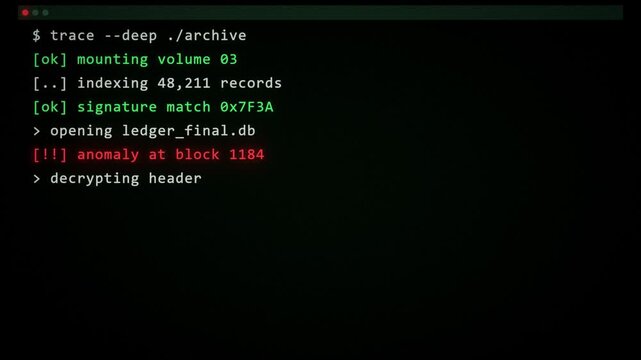 Seamless loop computer terminal typing command line log