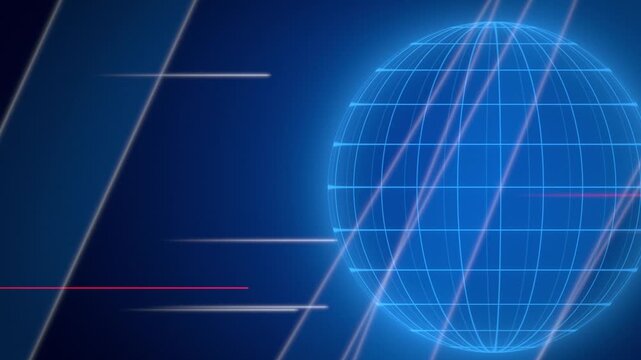 Seamless loop blue news broadcast background with globe