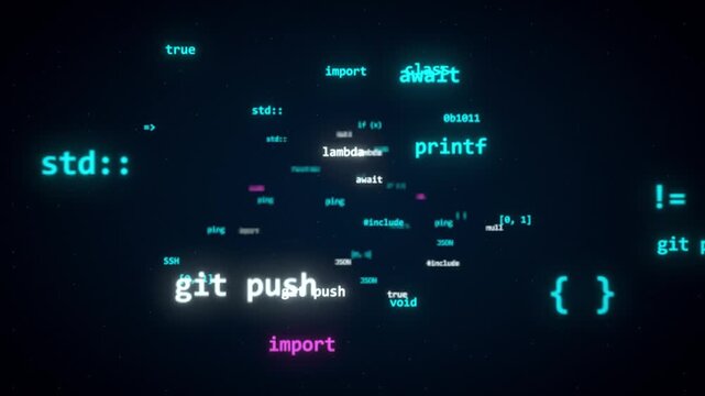 Seamless loop floating programming code words in space