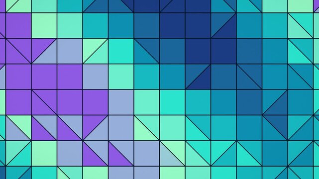 Seamless loop geometric gradient mosaic squares triangles