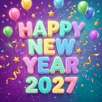 Greeting card presenting Happy New Year 2027