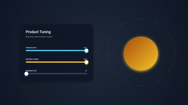 Interactive Product Configuration Interface with Real Time Customization Sliders