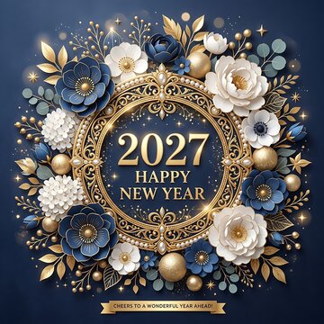 Greeting card presenting Happy New Year 2027