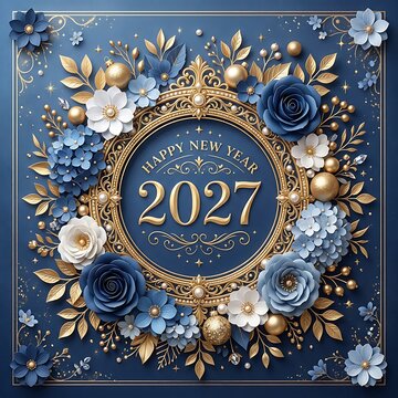 Greeting card presenting Happy New Year 2027