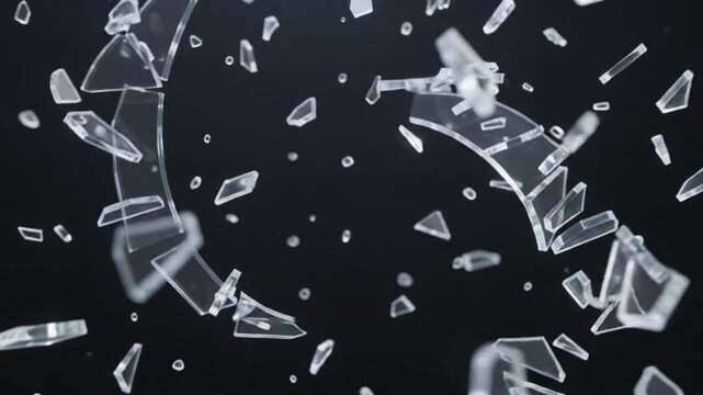 Glass Logo Shattering into Fragments, Abstract Breakable Object Animation
