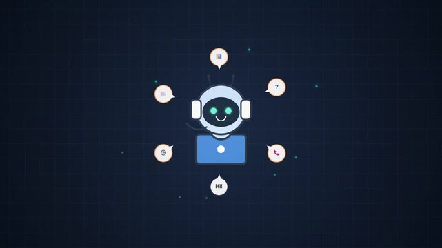 Animated Robot Customer Support Assistant Icon
