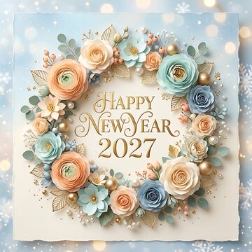 Greeting card presenting Happy New Year 2027