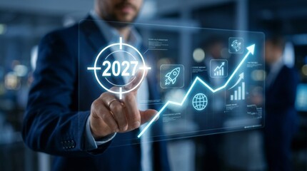 Obraz premium Strategic business growth and forecasting for the year 2027