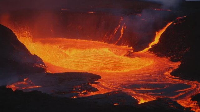 Intense lava eruption and flow within the danakil depression
