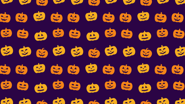 Halloween pumpkin pattern seamless horizontal 4K loop