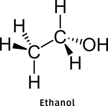 Ethanol Chemical Structure Primary Alcohol Molecular Formula C2H5OH Illustration