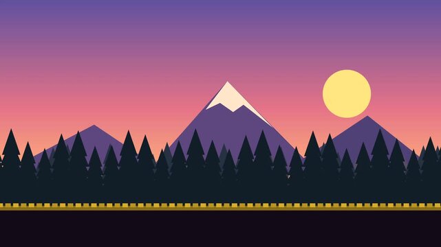 Seamless looping animated mountain landscape background video